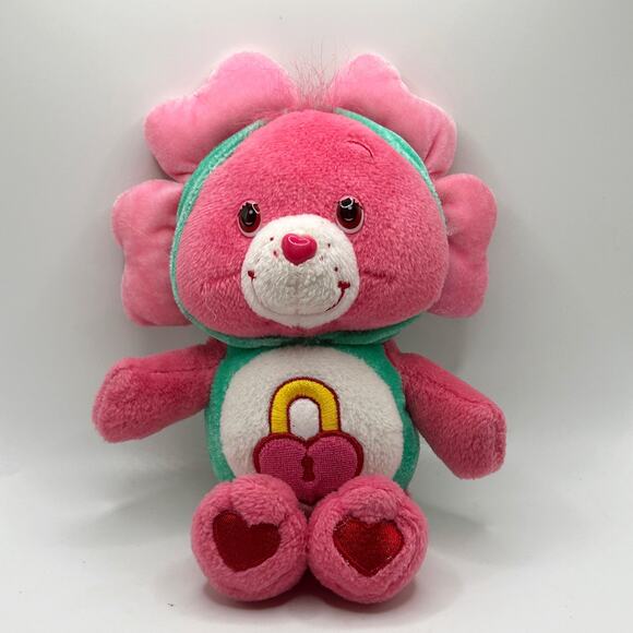 Plush Care Bears Secret Heart Lock Hoodie Pink Stuffed 2005 Vintage Rare - Picture 1 of 5